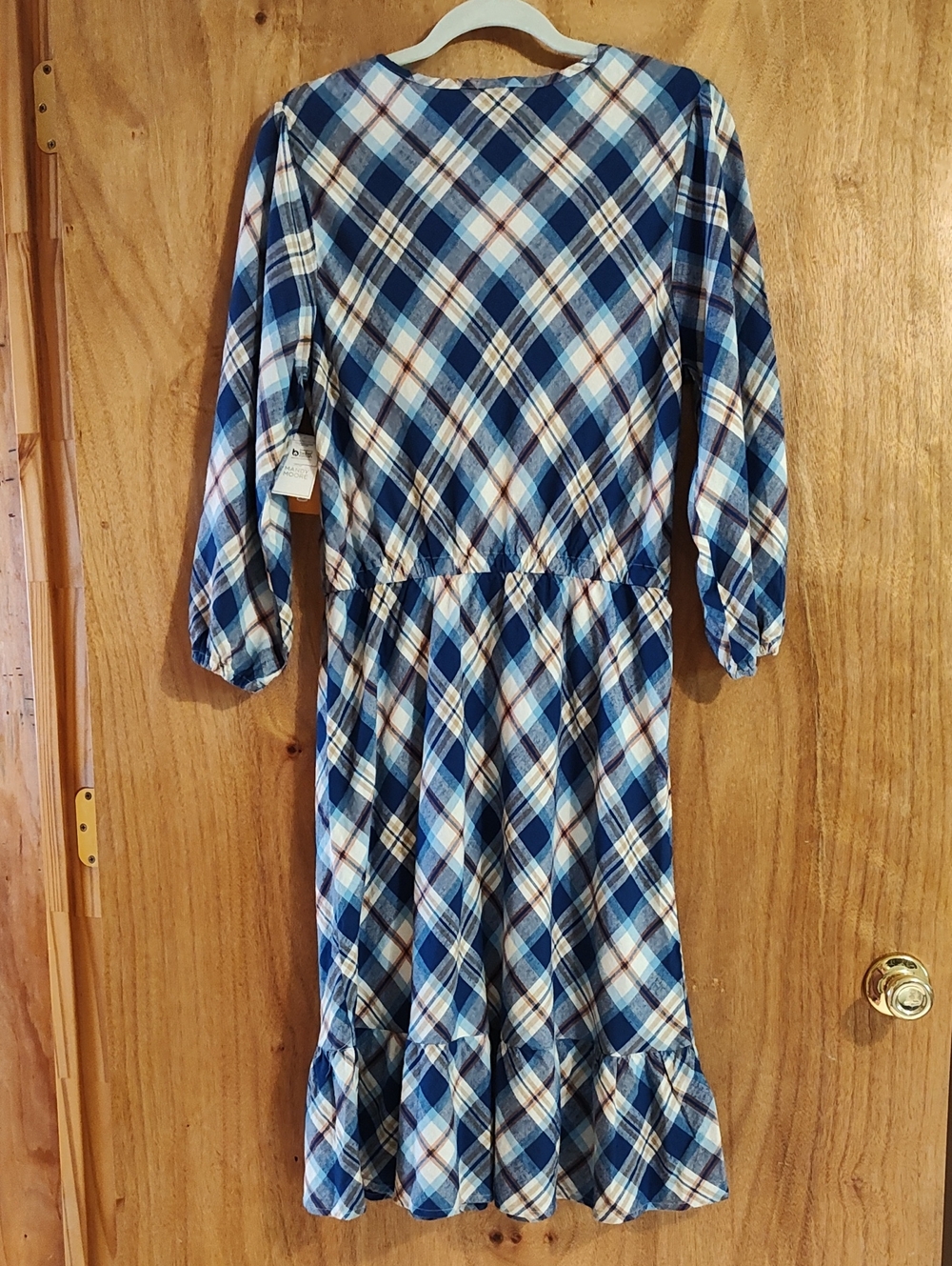 NWT Gymboree x Mandy Moore Womens Dress Plaid Twill Blue Orange White Bias Cut L - Picture 9 of 14